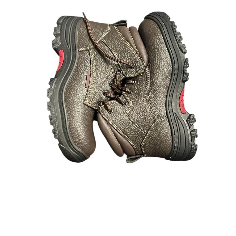 Skechers Men's Dark Brown Safety Steel Toe Leather Boots(Size 7.5)